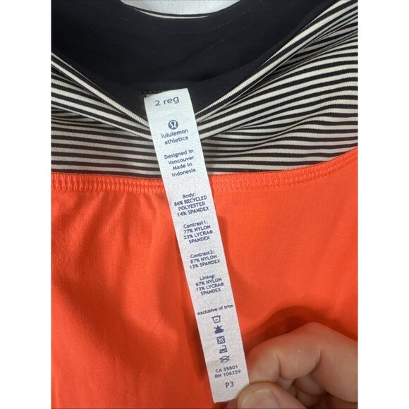 Lululemon Neon Orange Tennis Skirt Size 2 Built In Shorts - Picture 5 of 5